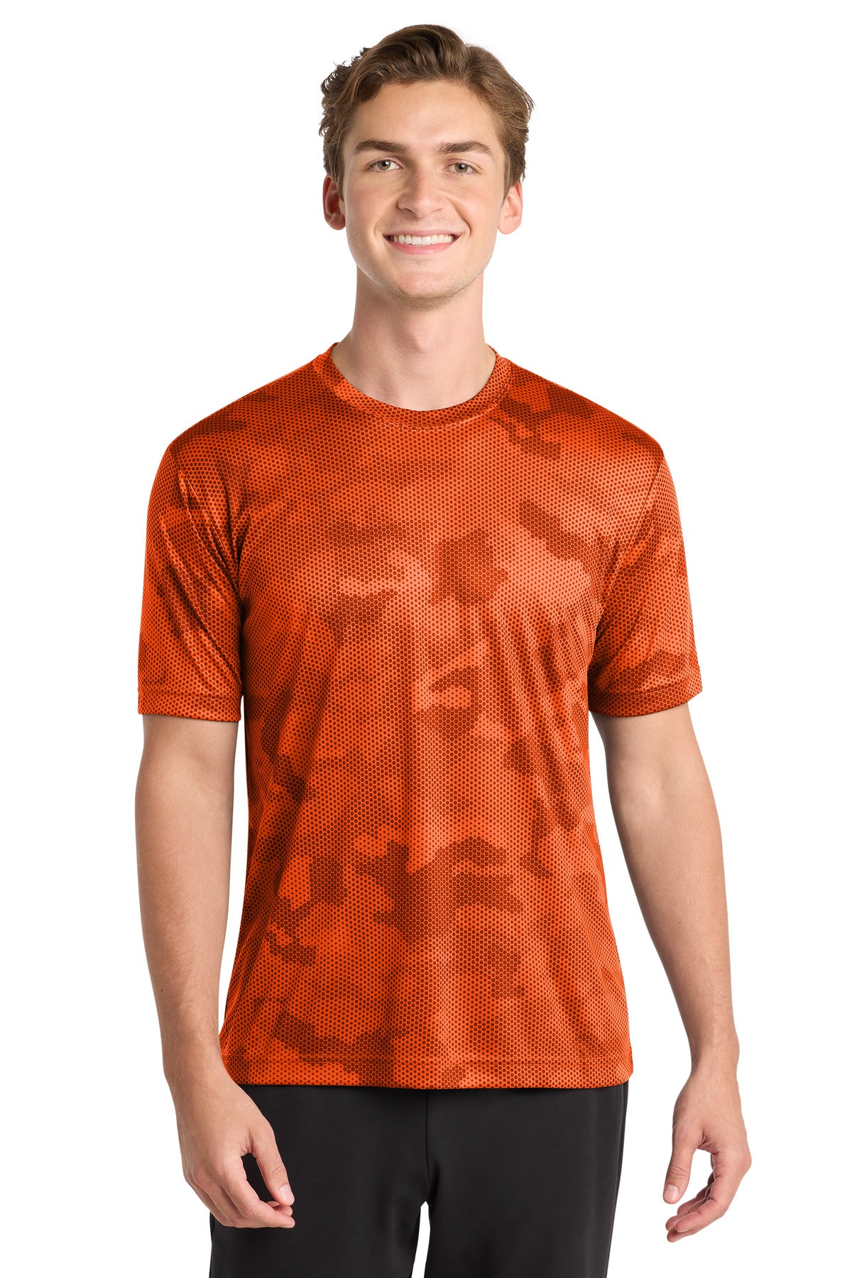 Sport-Tek CamoHex Tee ST370 Neon Orange