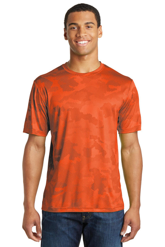 Sport-Tek CamoHex Tee. ST370 Neon Orange