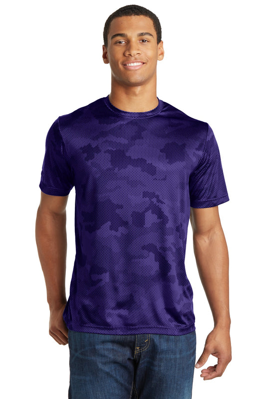 Sport-Tek CamoHex Tee. ST370 Purple