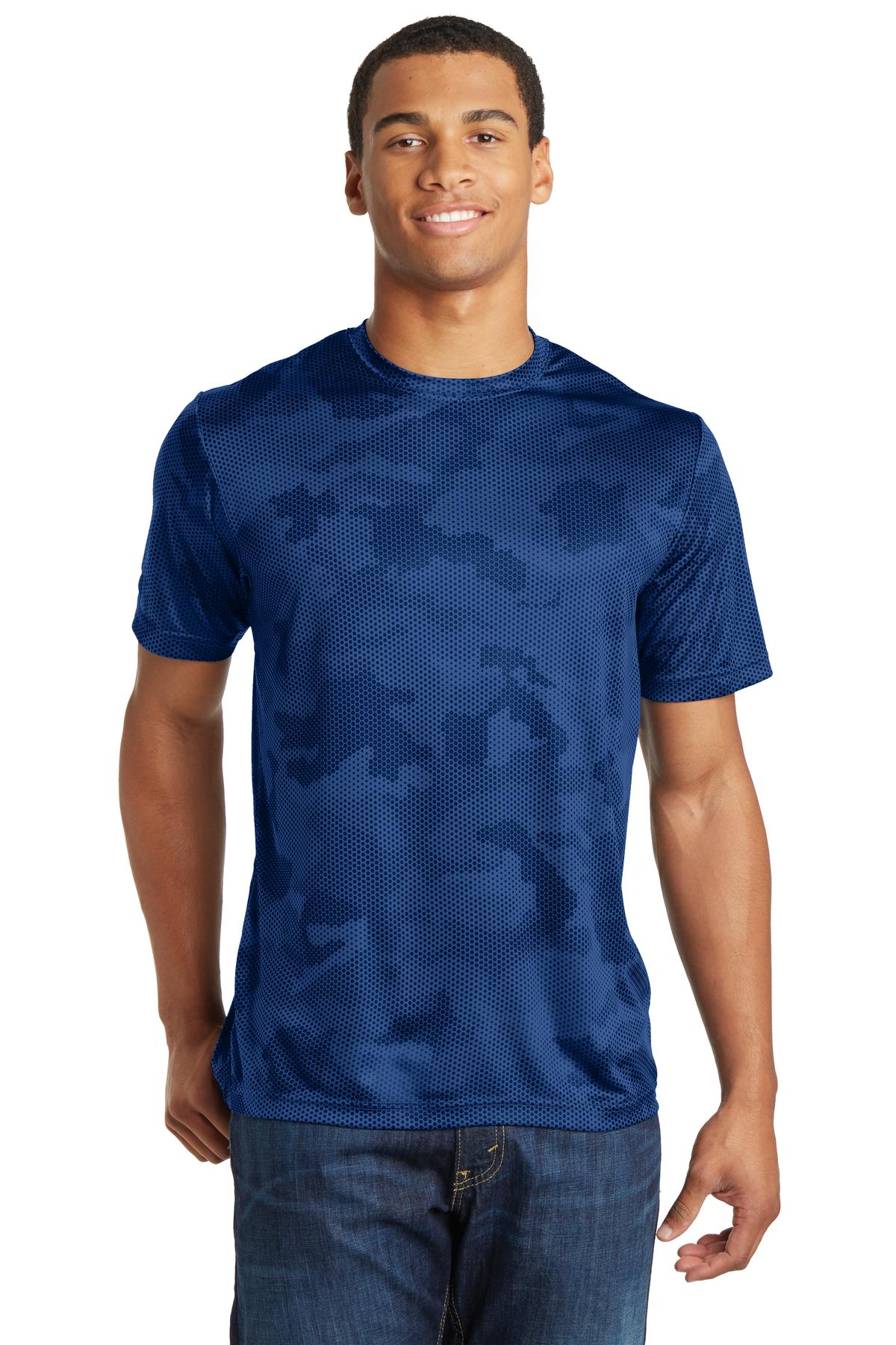 Sport-Tek CamoHex Tee. ST370 True Royal