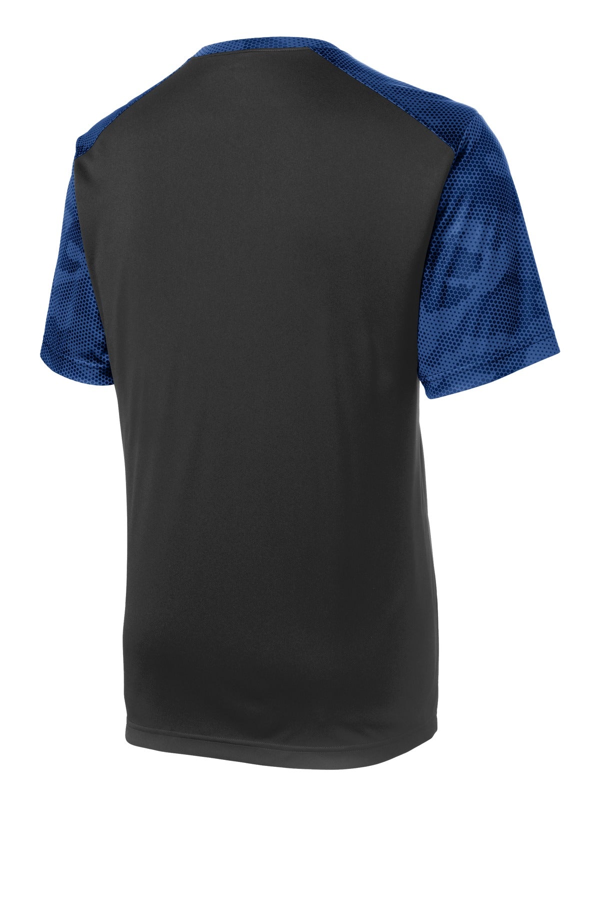 Sport-Tek CamoHex Colorblock Tee. ST371 Black/ True Royal
