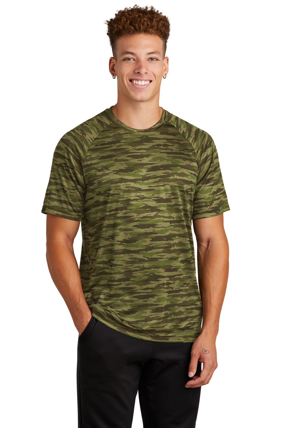 Sport-Tek Drift Camo Tee ST375 Olive Drab Green