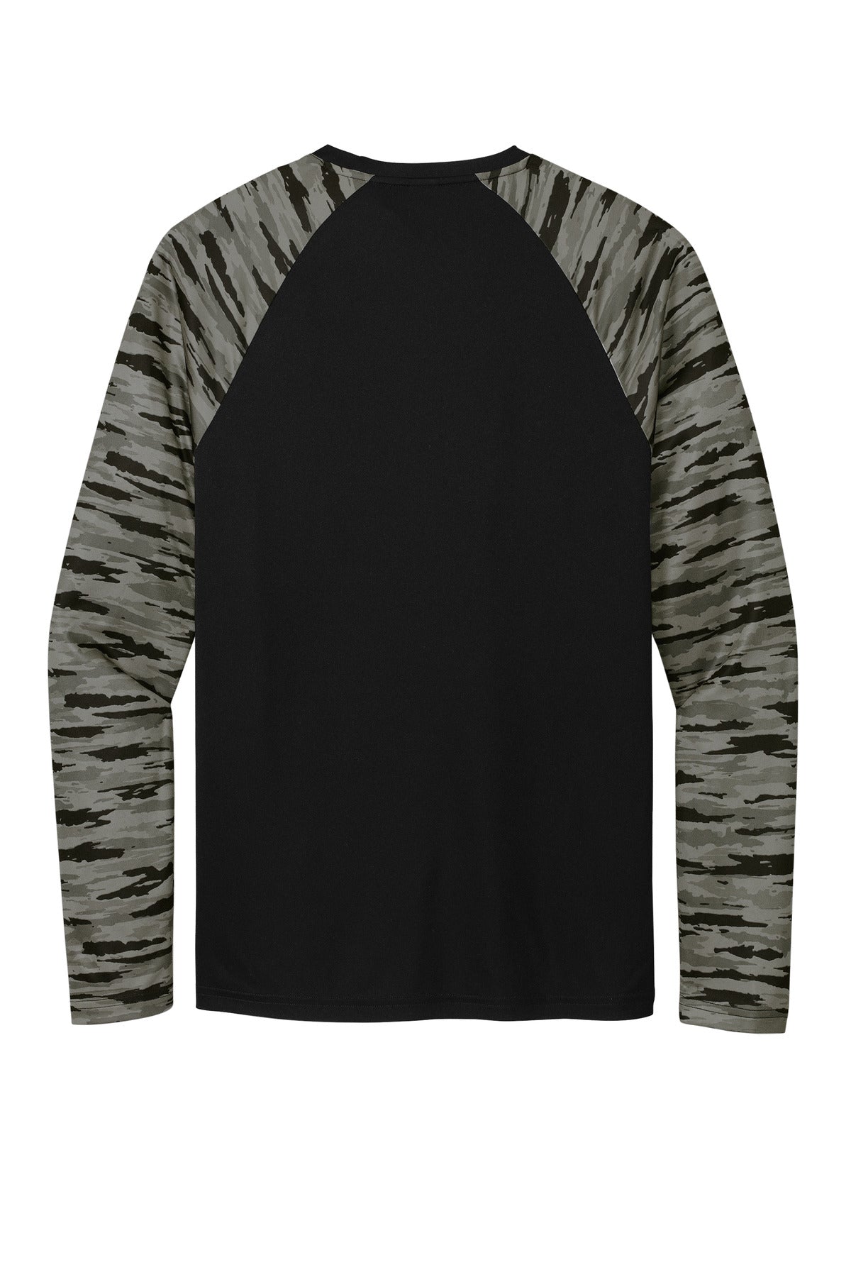 Sport-Tek Drift Camo Colorblock Long Sleeve Tee ST376LS Black