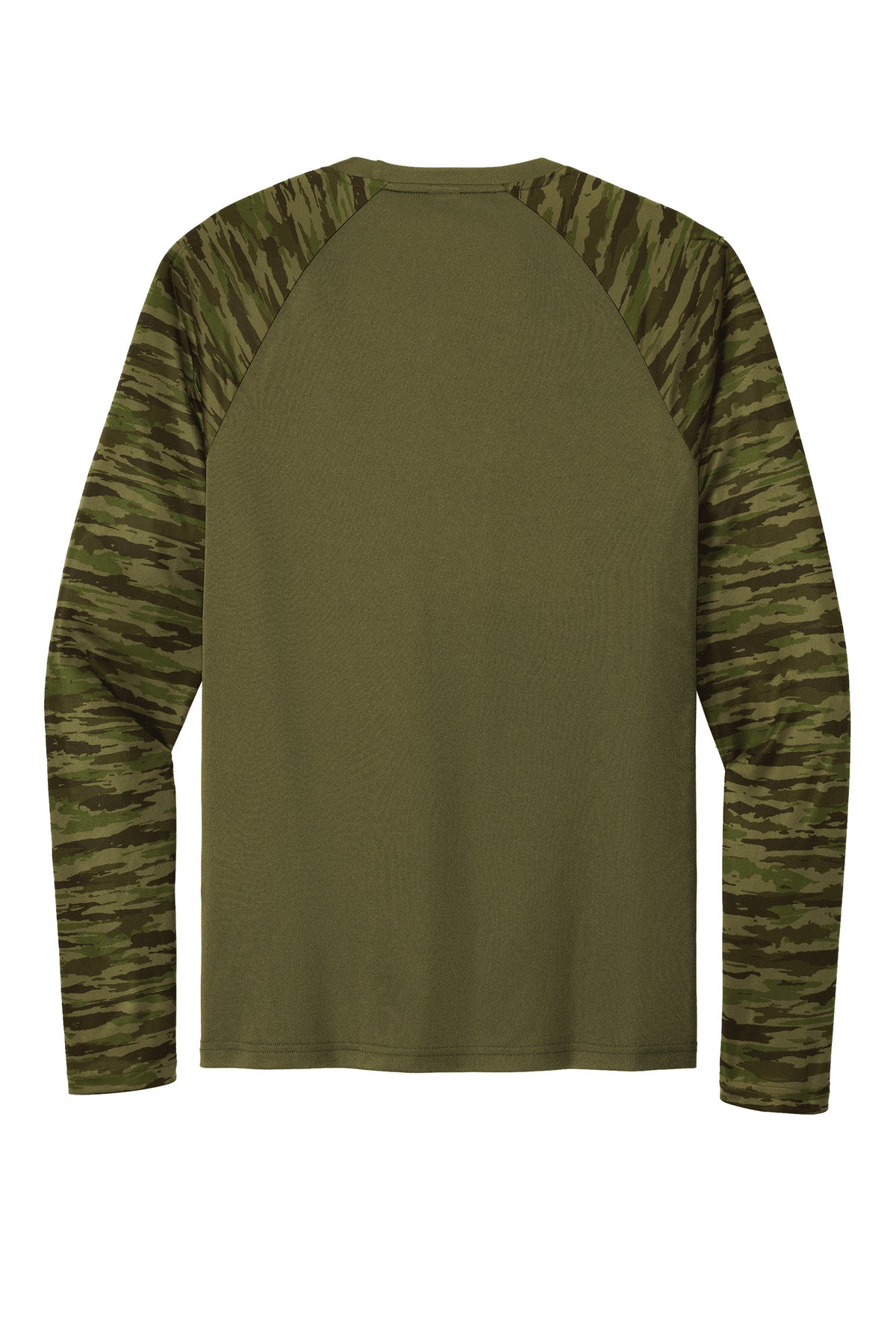Sport-Tek Drift Camo Colorblock Long Sleeve Tee ST376LS Olive Drab Green