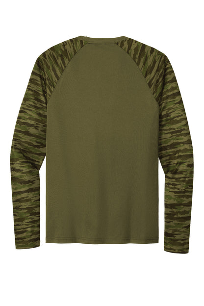 Sport-Tek Drift Camo Colorblock Long Sleeve Tee ST376LS Olive Drab Green