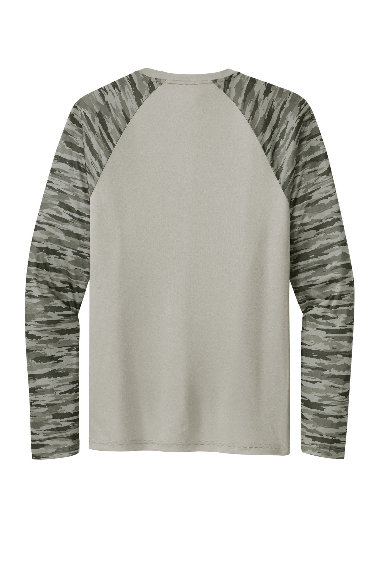 Sport-Tek Drift Camo Colorblock Long Sleeve Tee ST376LS Silver
