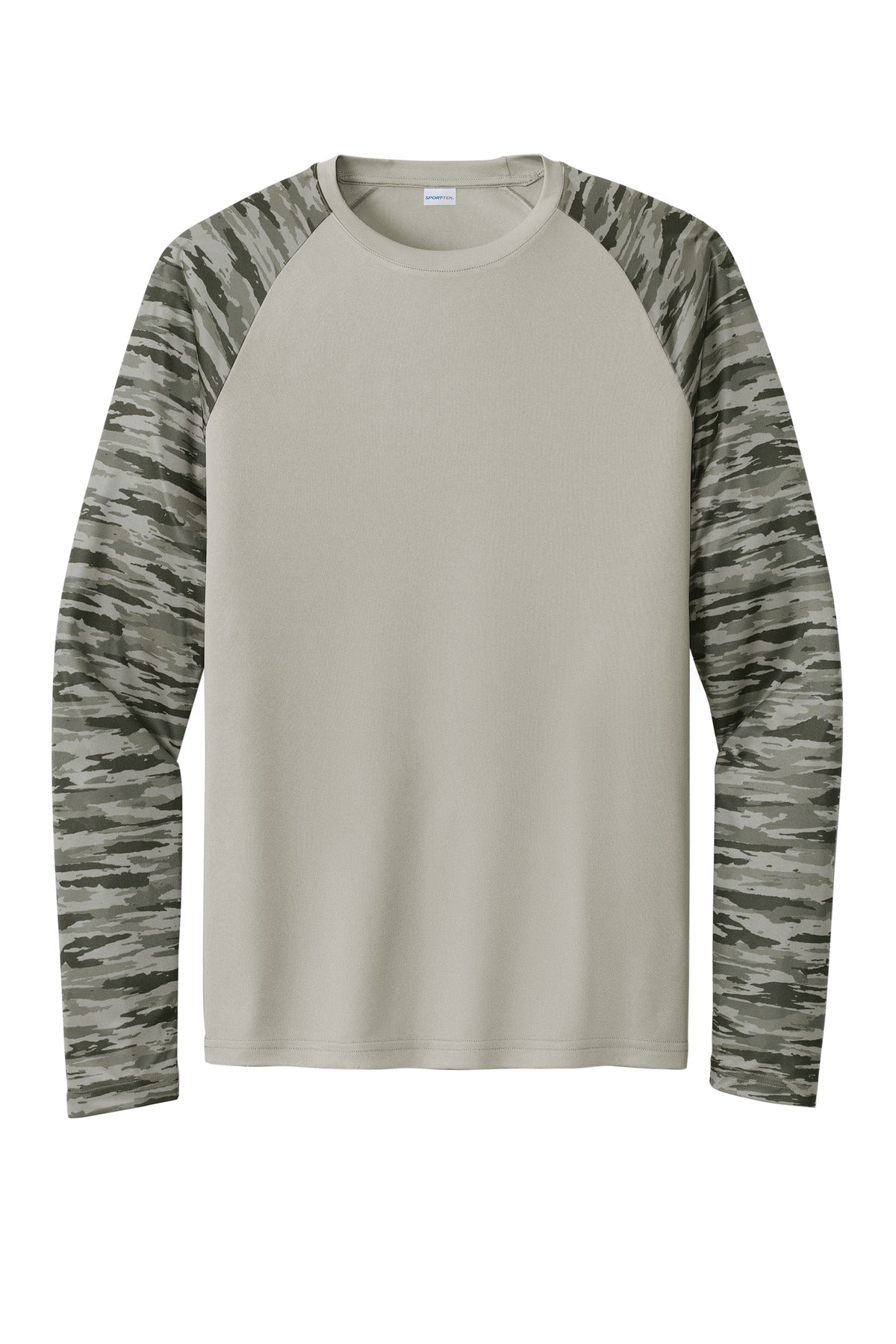Sport-Tek Drift Camo Colorblock Long Sleeve Tee ST376LS Silver
