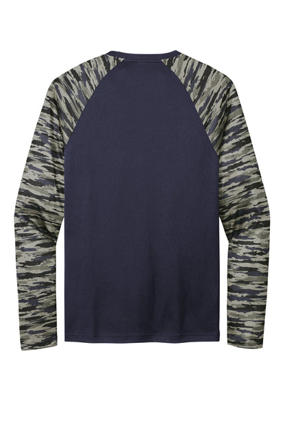 Sport-Tek Drift Camo Colorblock Long Sleeve Tee ST376LS True Navy