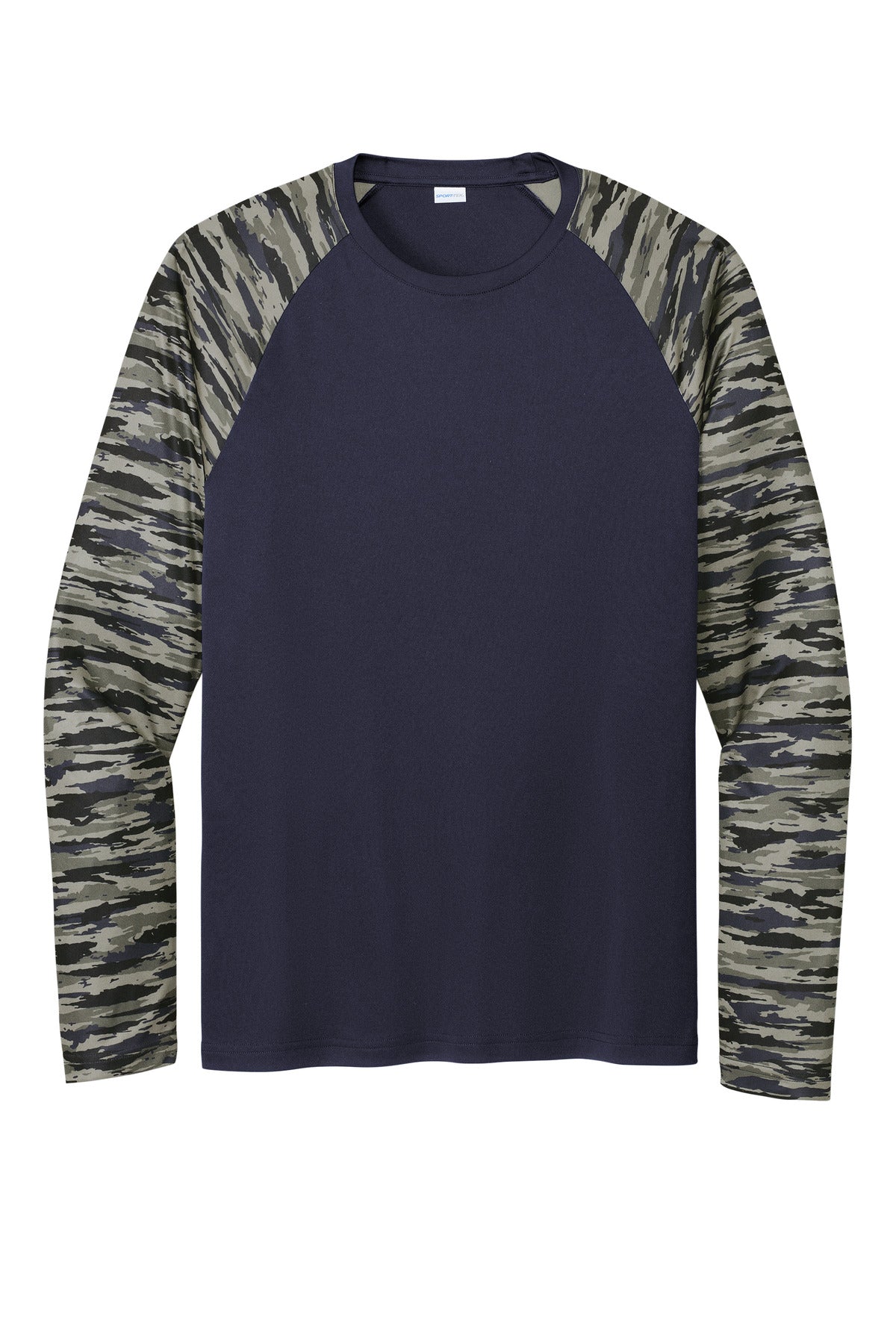 Sport-Tek Drift Camo Colorblock Long Sleeve Tee ST376LS True Navy