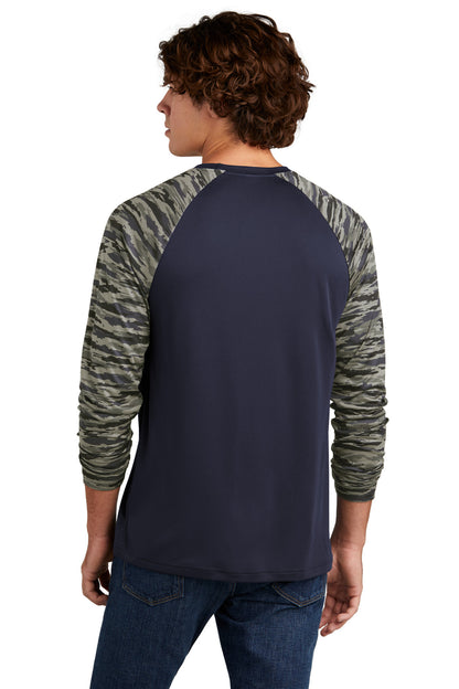 Sport-Tek Drift Camo Colorblock Long Sleeve Tee ST376LS True Navy