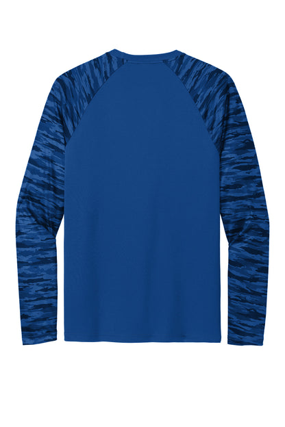 Sport-Tek Drift Camo Colorblock Long Sleeve Tee ST376LS True Royal