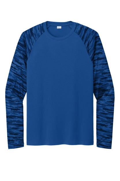 Sport-Tek Drift Camo Colorblock Long Sleeve Tee ST376LS True Royal