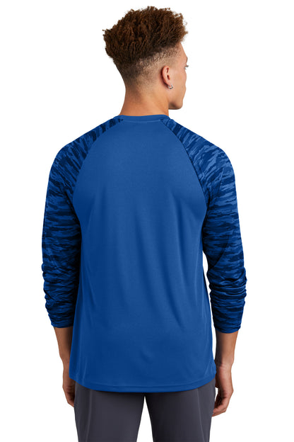 Sport-Tek Drift Camo Colorblock Long Sleeve Tee ST376LS True Royal