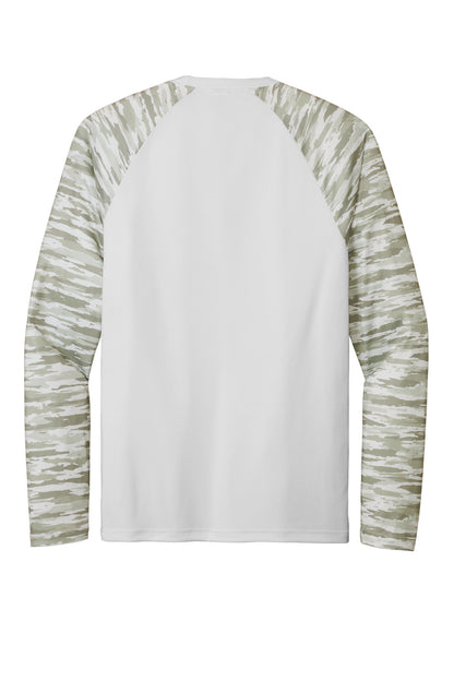 Sport-Tek Drift Camo Colorblock Long Sleeve Tee ST376LS White
