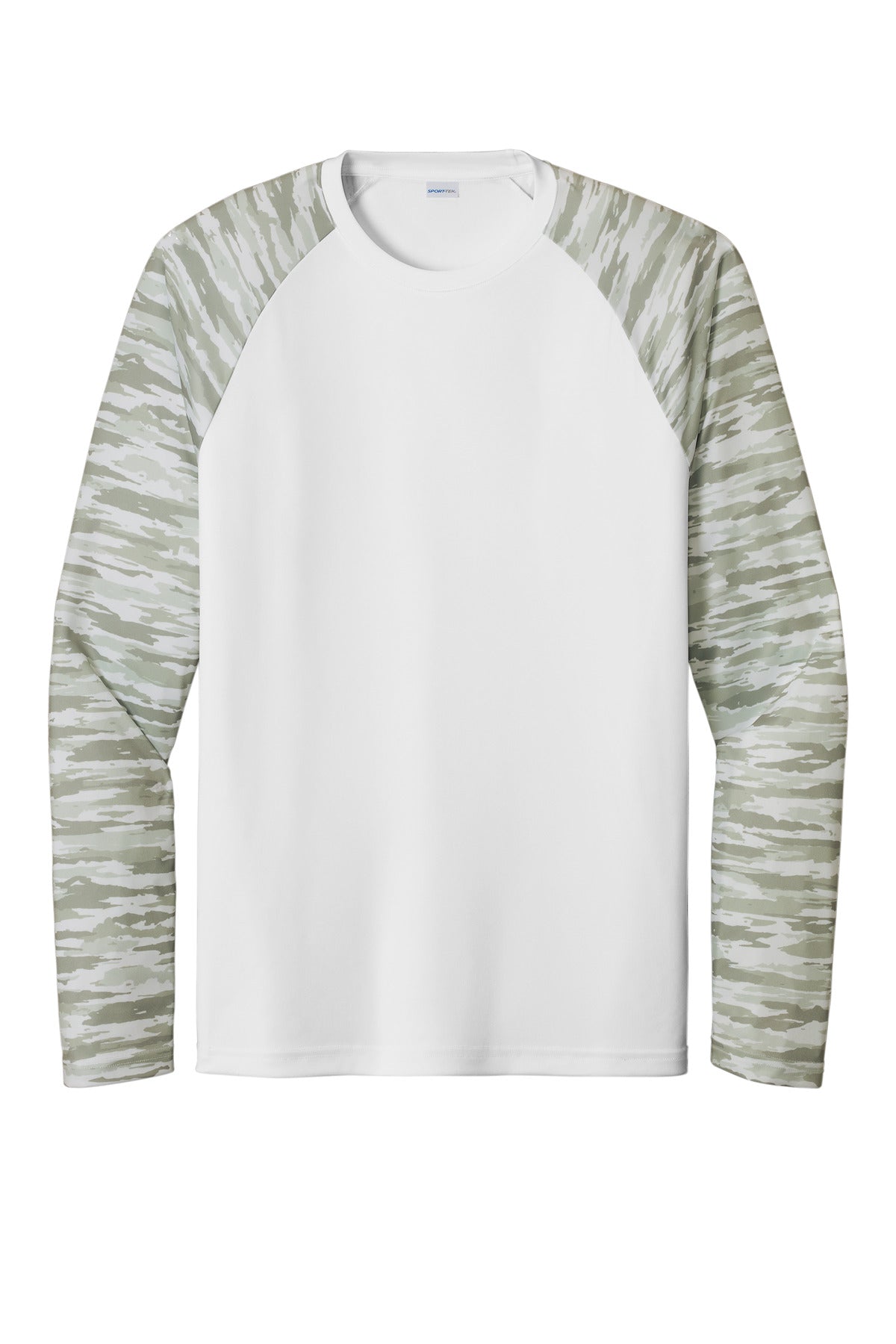 Sport-Tek Drift Camo Colorblock Long Sleeve Tee ST376LS White