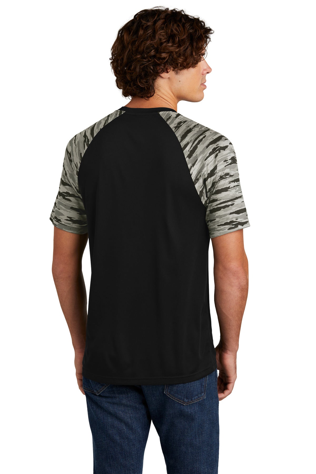 Sport-Tek Drift Camo Colorblock Tee ST376 Black