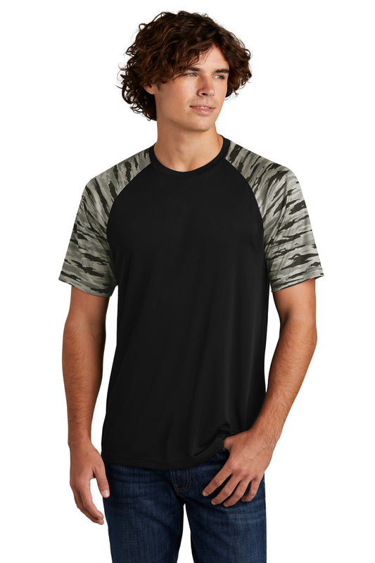 Sport-Tek Drift Camo Colorblock Tee ST376 Black
