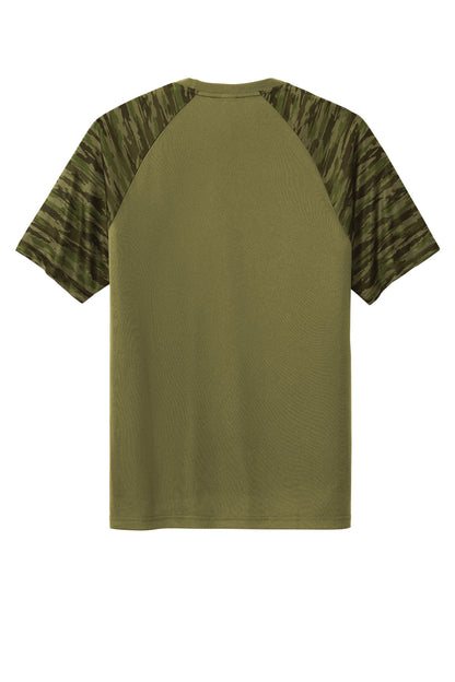 Sport-Tek Drift Camo Colorblock Tee ST376 Olive Drab Green