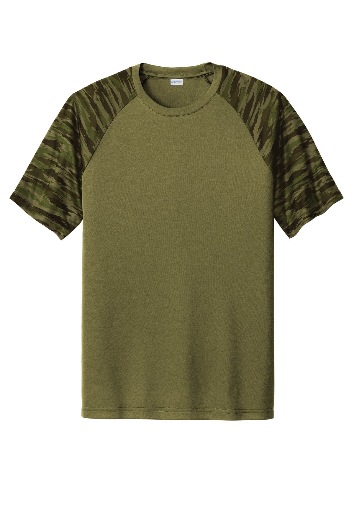 Sport-Tek Drift Camo Colorblock Tee ST376 Olive Drab Green