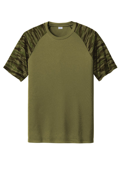 Sport-Tek Drift Camo Colorblock Tee ST376 Olive Drab Green