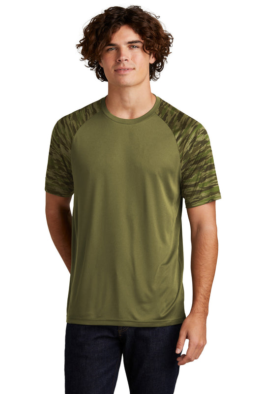 Sport-Tek Drift Camo Colorblock Tee ST376 Olive Drab Green