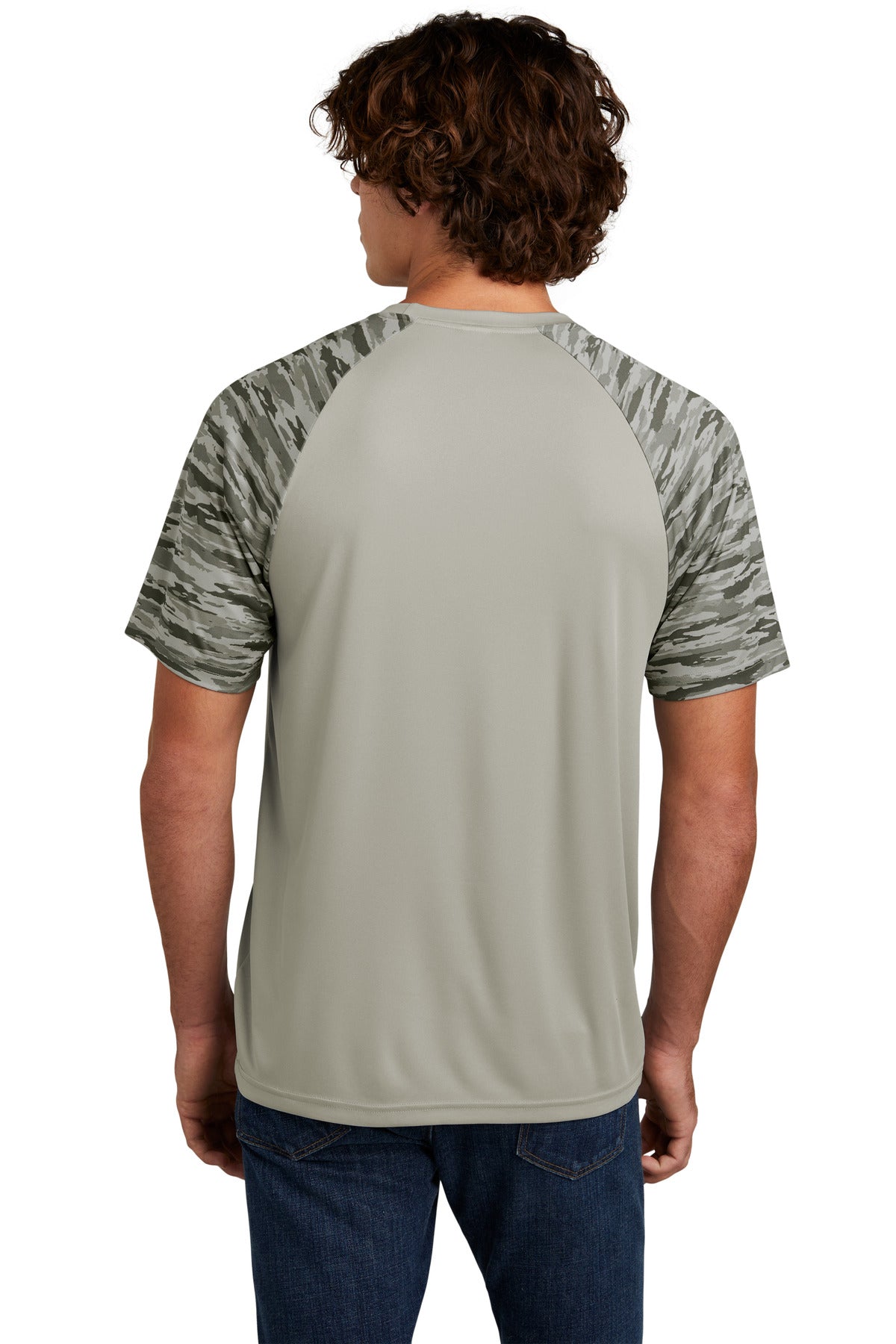Sport-Tek Drift Camo Colorblock Tee ST376 Silver