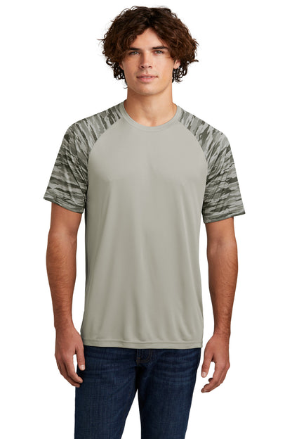 Sport-Tek Drift Camo Colorblock Tee ST376 Silver