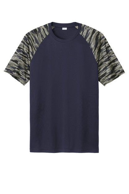 Sport-Tek Drift Camo Colorblock Tee ST376 True Navy