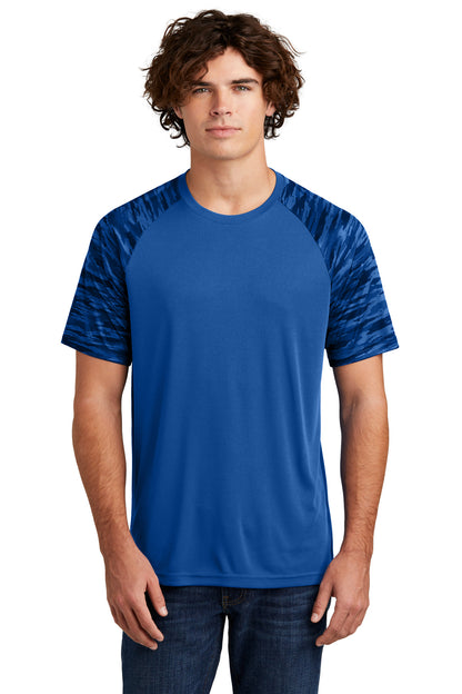 Sport-Tek Drift Camo Colorblock Tee ST376 True Royal