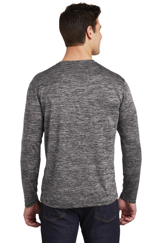Sport-Tek  PosiCharge  Long Sleeve Electric Heather Tee. ST390LS Black Electric