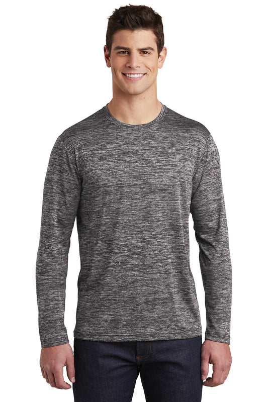 Sport-Tek  PosiCharge  Long Sleeve Electric Heather Tee. ST390LS Black Electric