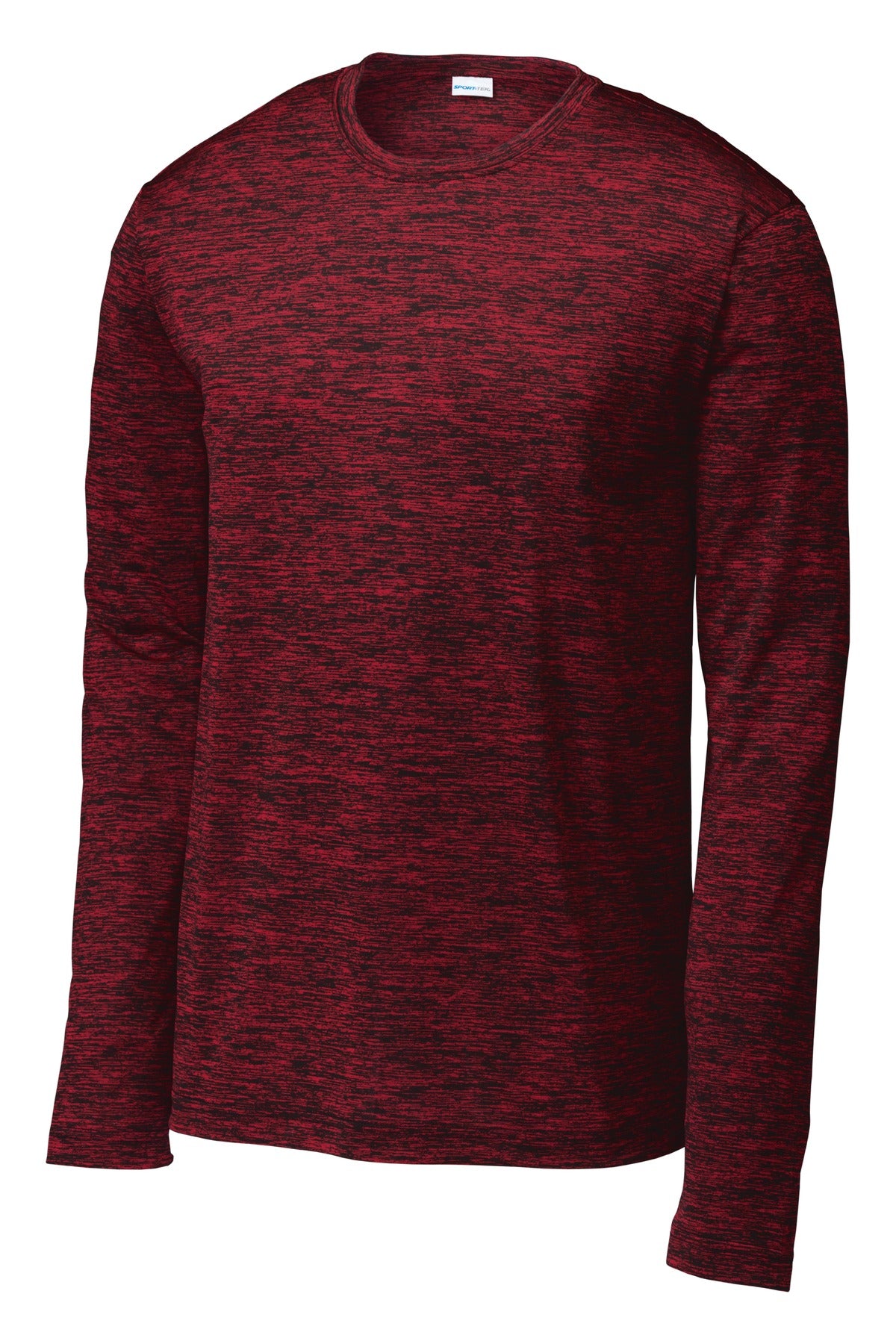 Sport-Tek  PosiCharge  Long Sleeve Electric Heather Tee. ST390LS Deep Red-Black Electric
