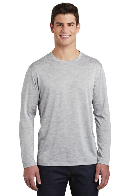 Sport-Tek  PosiCharge  Long Sleeve Electric Heather Tee. ST390LS Silver Electric