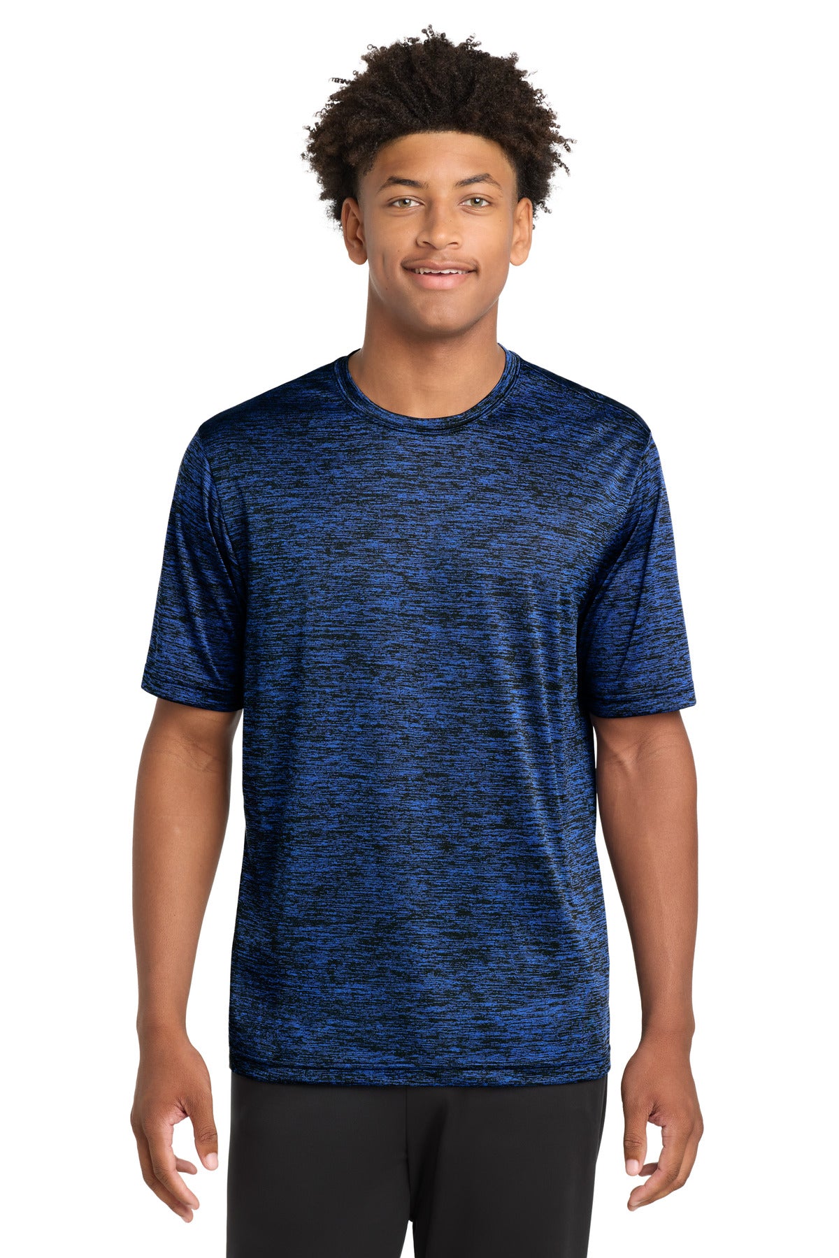 Sport-Tek PosiCharge Electric Heather Tee ST390 Dark Royal-Black Electric