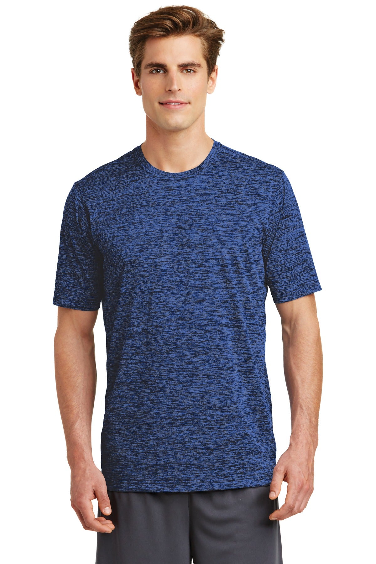Sport-Tek PosiCharge Electric Heather Tee. ST390 Dark Royal-Black Electric