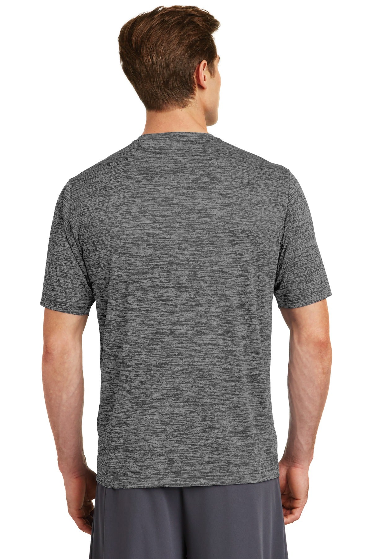 Sport-Tek PosiCharge Electric Heather Tee. ST390 Grey-Black Electric