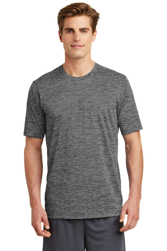 Sport-Tek PosiCharge Electric Heather Tee. ST390 Grey-Black Electric