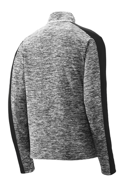 Sport-Tek PosiCharge Electric Heather Colorblock 1/4-Zip Pullover. ST397 Black Electric/ Black