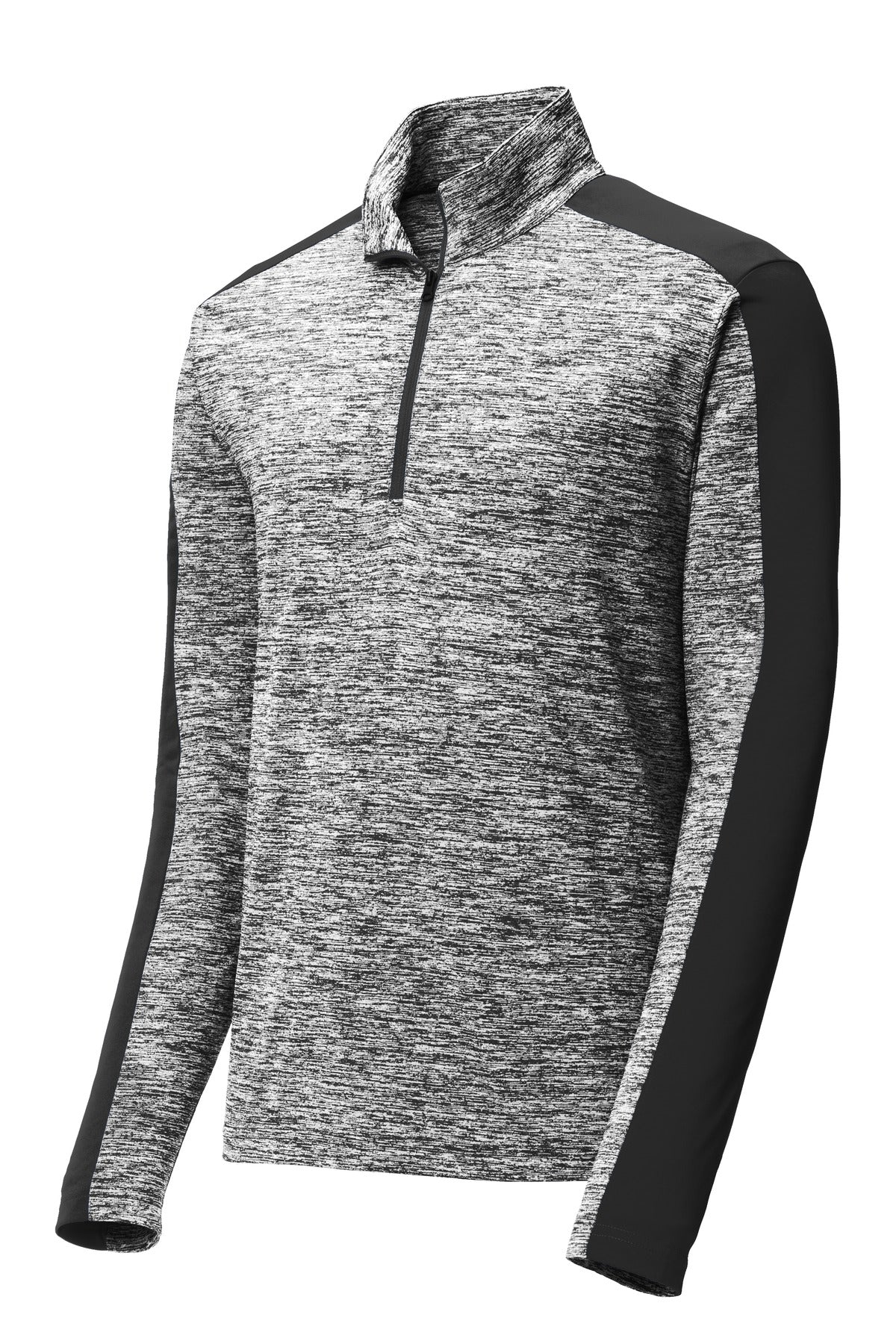 Sport-Tek PosiCharge Electric Heather Colorblock 1/4-Zip Pullover. ST397 Black Electric/ Black