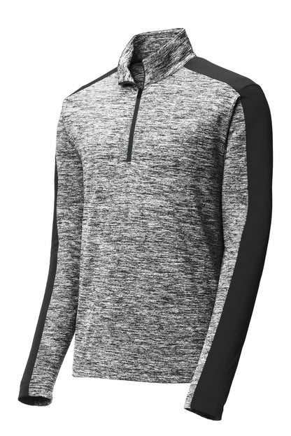 Sport-Tek PosiCharge Electric Heather Colorblock 1/4-Zip Pullover. ST397 Black Electric/ Black