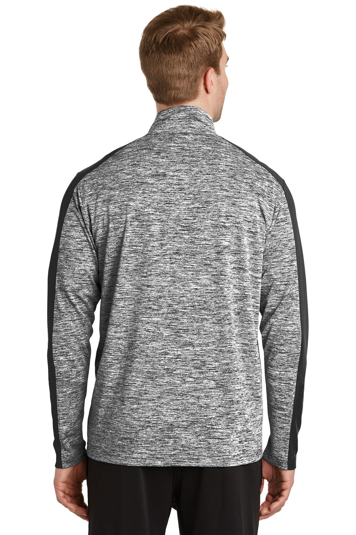 Sport-Tek PosiCharge Electric Heather Colorblock 1/4-Zip Pullover. ST397 Black Electric/ Black