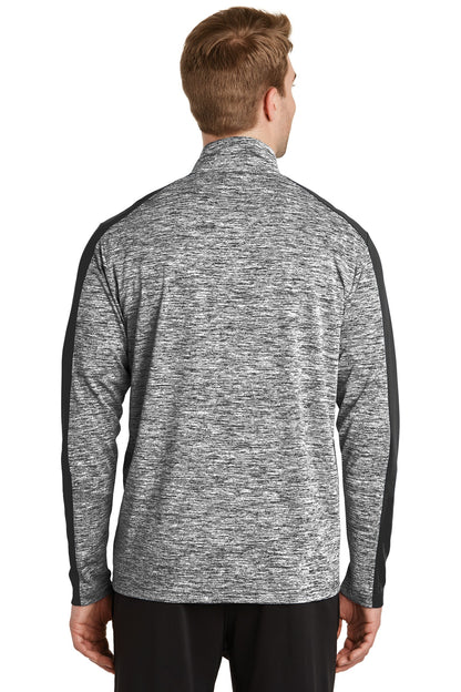 Sport-Tek PosiCharge Electric Heather Colorblock 1/4-Zip Pullover. ST397 Black Electric/ Black