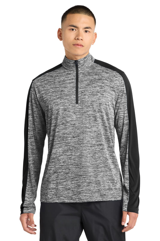 Sport-Tek PosiCharge Electric Heather Colorblock 1/4-Zip Pullover ST397 Black Electric/ Black
