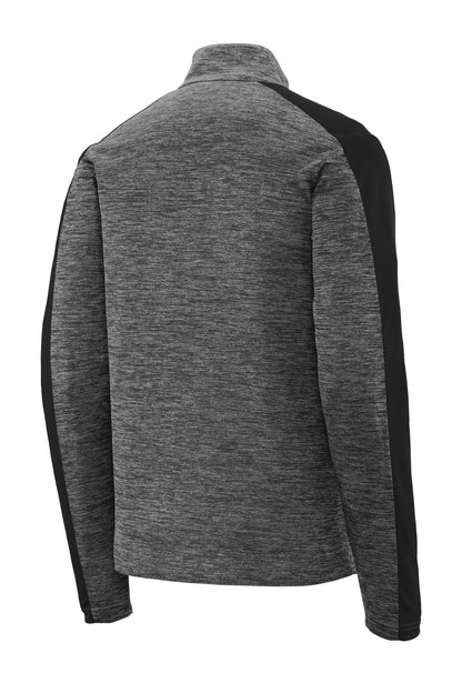 Sport-Tek PosiCharge Electric Heather Colorblock 1/4-Zip Pullover. ST397 Grey-Black Electric/ Black