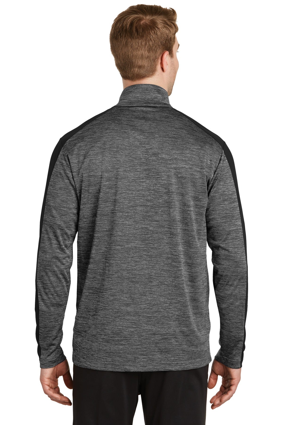 Sport-Tek PosiCharge Electric Heather Colorblock 1/4-Zip Pullover. ST397 Grey-Black Electric/ Black