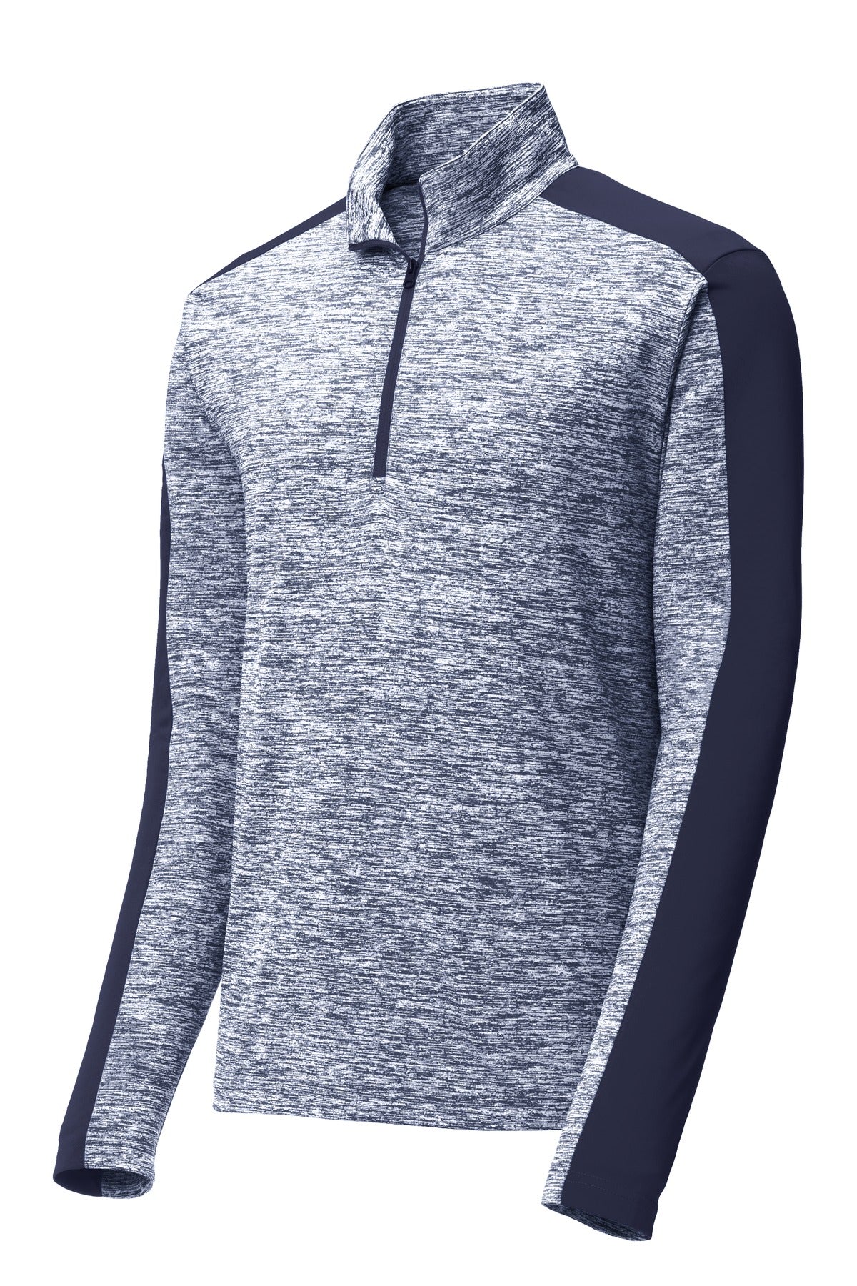 Sport-Tek PosiCharge Electric Heather Colorblock 1/4-Zip Pullover. ST397 True Navy Electric/ True Navy