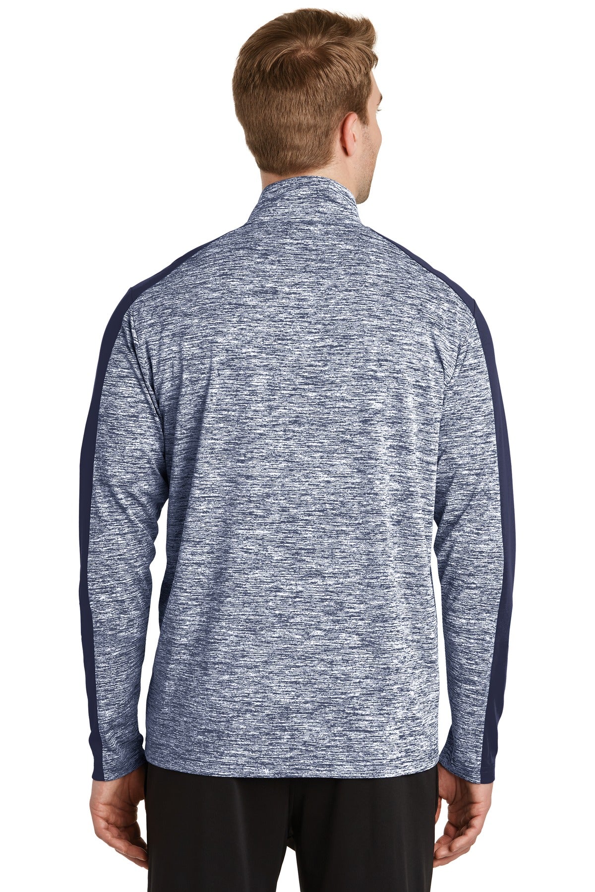 Sport-Tek PosiCharge Electric Heather Colorblock 1/4-Zip Pullover. ST397 True Navy Electric/ True Navy