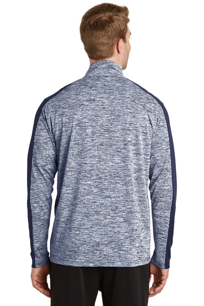 Sport-Tek PosiCharge Electric Heather Colorblock 1/4-Zip Pullover. ST397 True Navy Electric/ True Navy