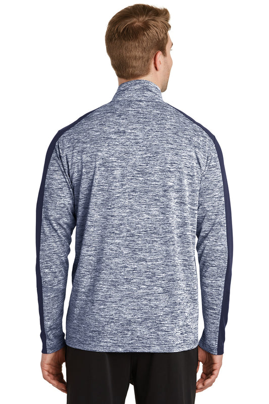 Sport-Tek PosiCharge Electric Heather Colorblock 1/4-Zip Pullover. ST397 True Navy Electric/ True Navy