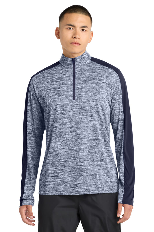Sport-Tek PosiCharge Electric Heather Colorblock 1/4-Zip Pullover ST397 True Navy Electric/ True Navy